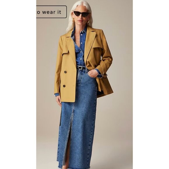 J. Crew Jackets & Blazers - J.Crew Womens $298 Cropped Icon Trench Coat Brown Size 12 CC076
